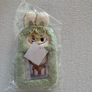 Labubu Green Plush ID case with Keychain